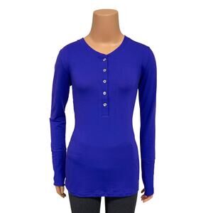 Under Armour ColdGear Henley Sz S Women's Blue Purple Iris Long Length Knit Top